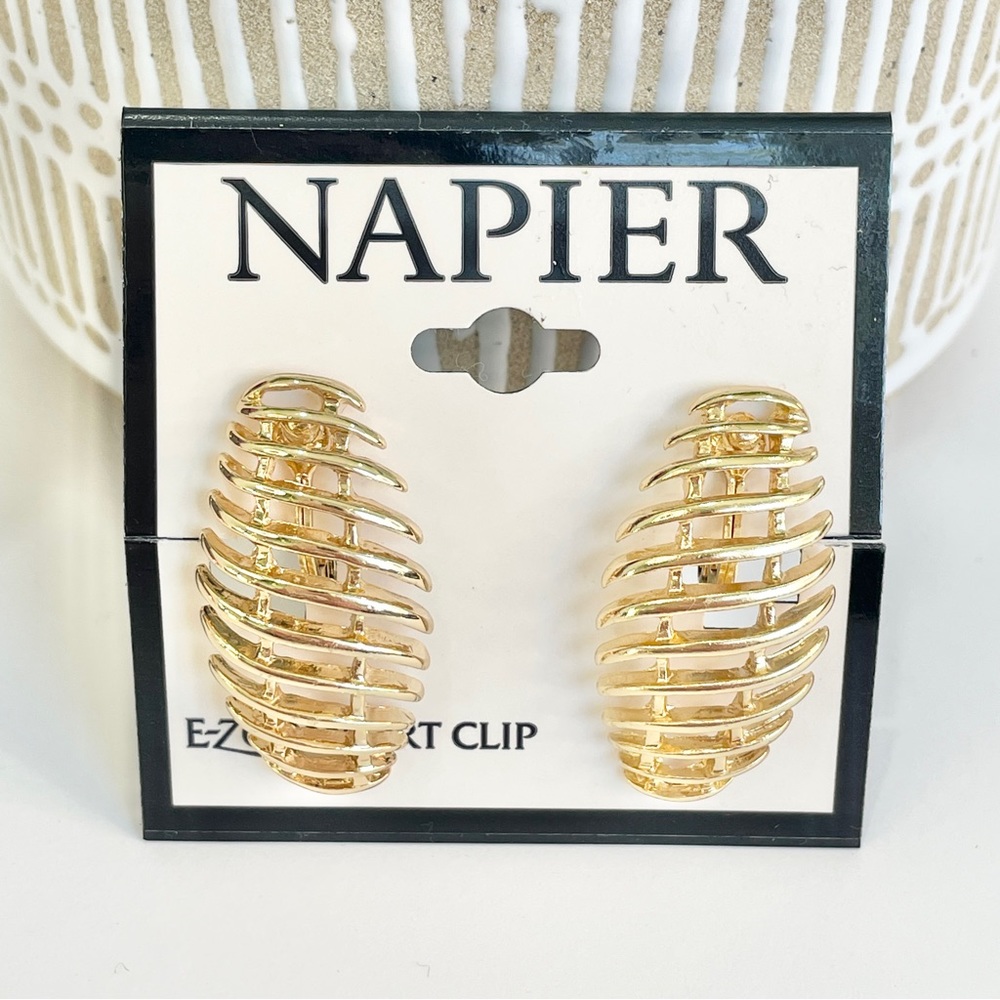 Napier easy, comfort clip on bold statement, gold earrings
